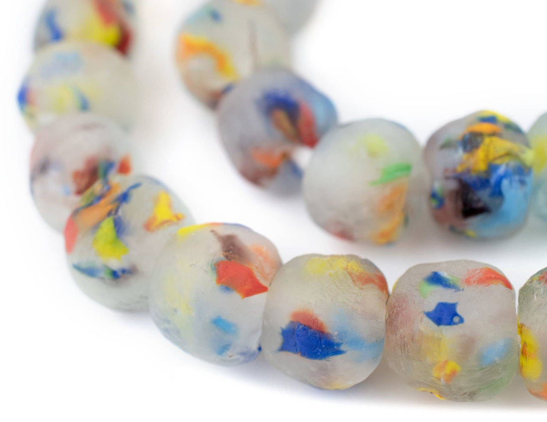 Rainbow Speckled Recycled Glass Bead Necklace