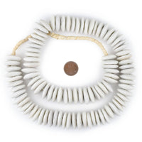23mm White Ashanti Glass Saucer Beads