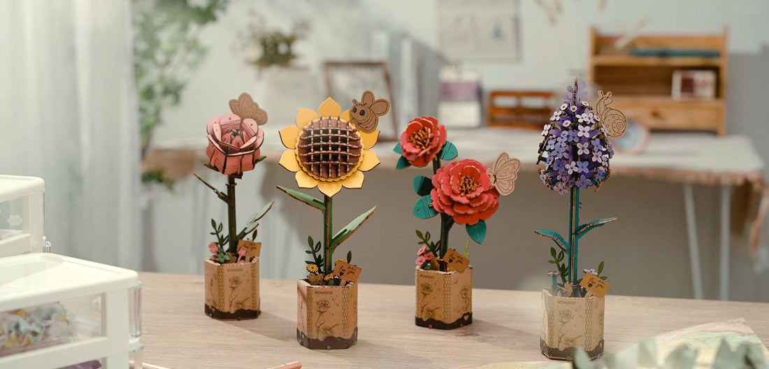 3D Wooden Flower Puzzle Pack