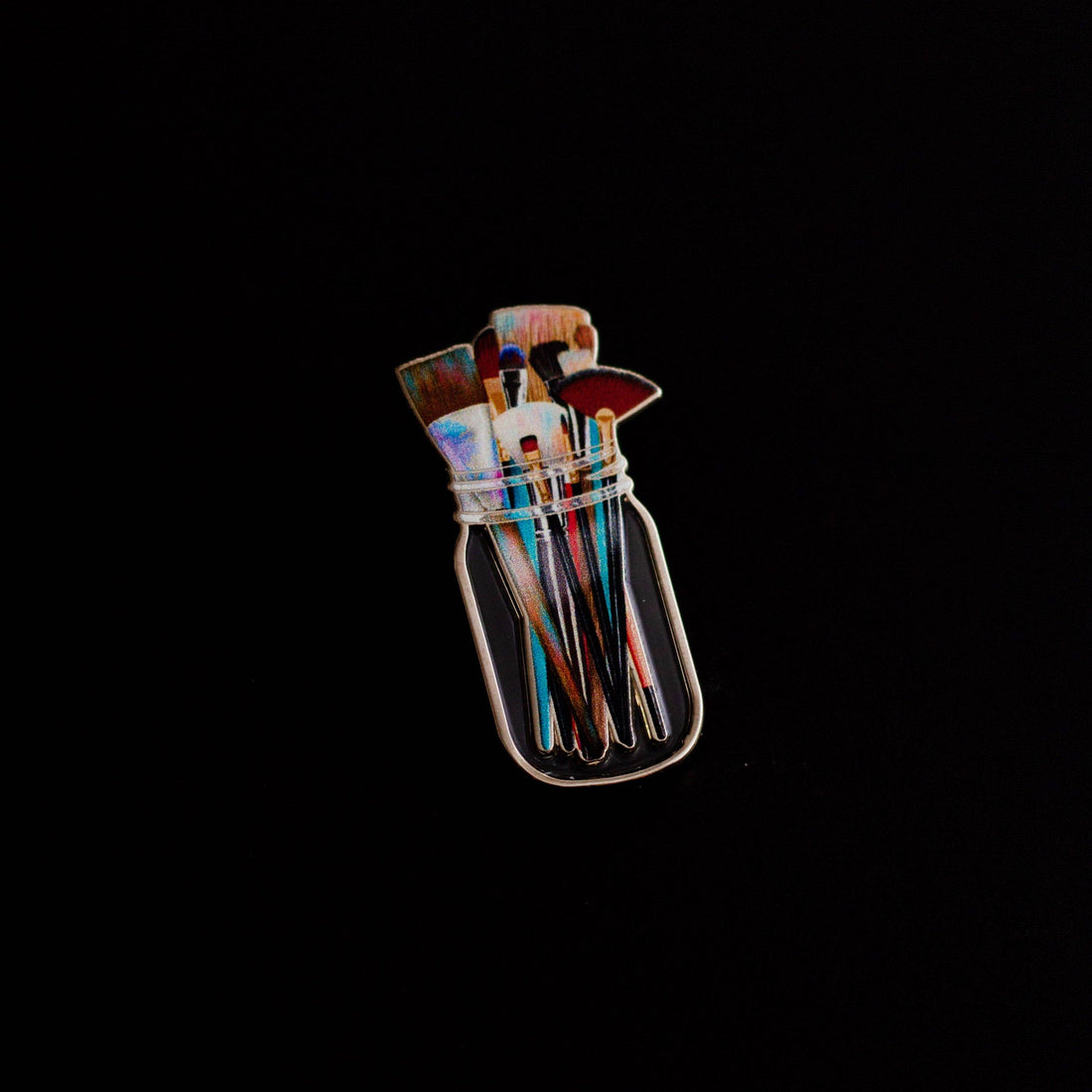 Paint Brushes in Clear Jar Enamel Pin