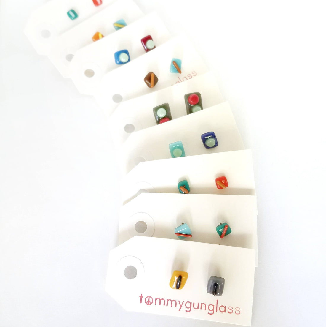 Mismatched Glass Stud Earrings