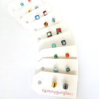 Mismatched Glass Stud Earrings