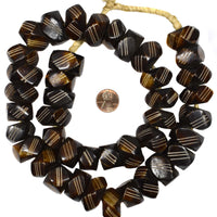 Polished Brown Carved Bone Beads 139043