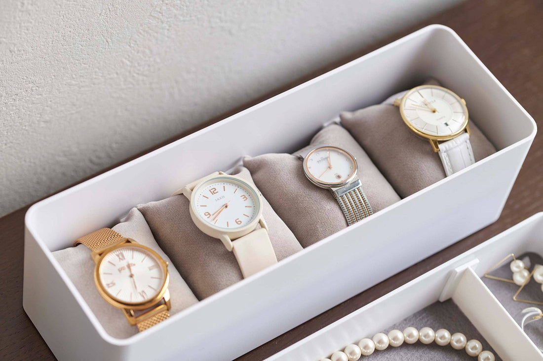 2-Tier White Stacking Watch and Accessory Case