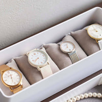 2-Tier White Stacking Watch and Accessory Case