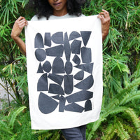 Constructed Shapes Screen-Printed Natural Cotton Tea Towel
