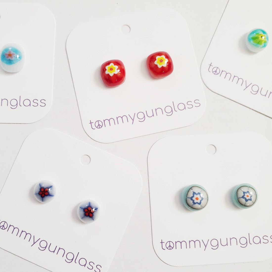 Spring Flowers Glass Stud Earrings