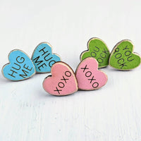Wood Conversation Heart Earrings