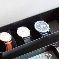 2-Tier Black Stacking Watch and Accessory Case