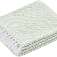 Cream Herringbone Throw Blanket