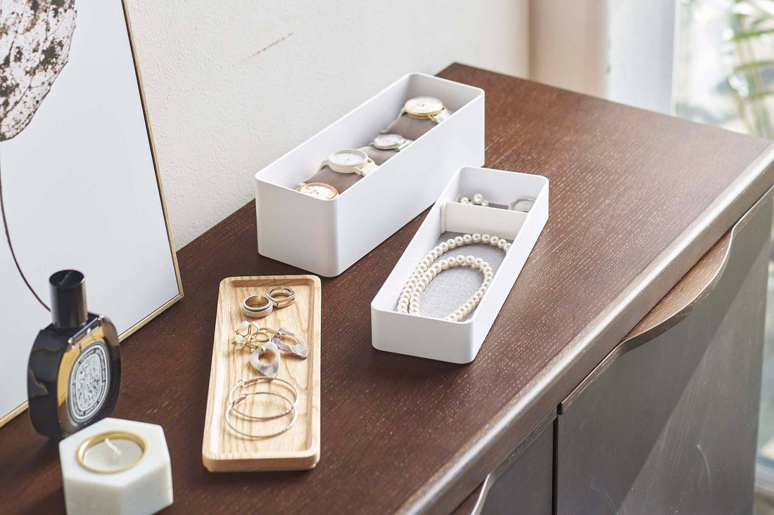 2-Tier White Stacking Watch and Accessory Case