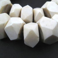 Faceted White Bone Bead Necklace