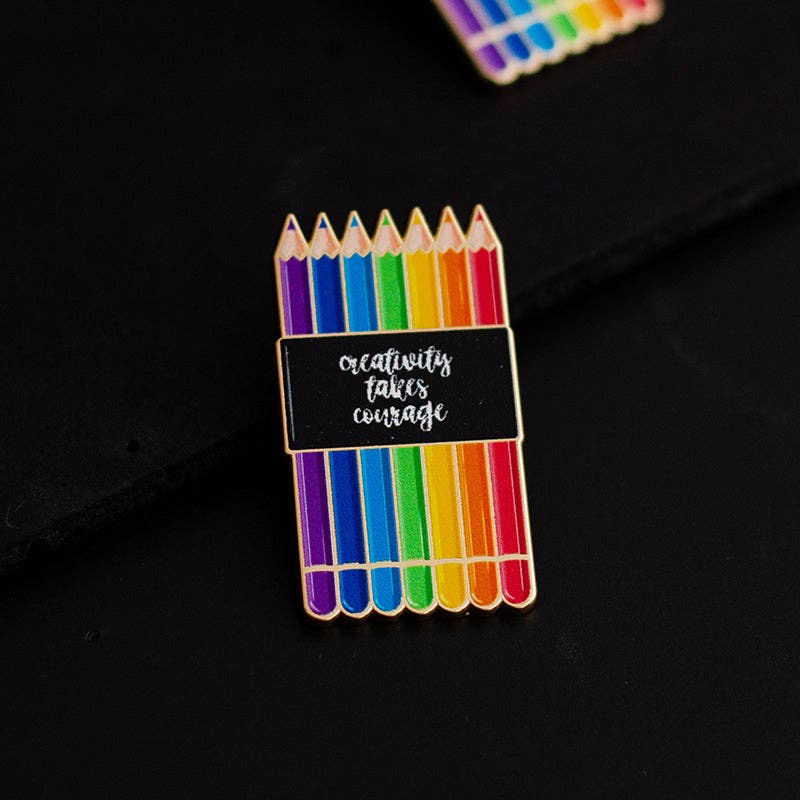 Rainbow Colored Pencils Set Enamel Pin