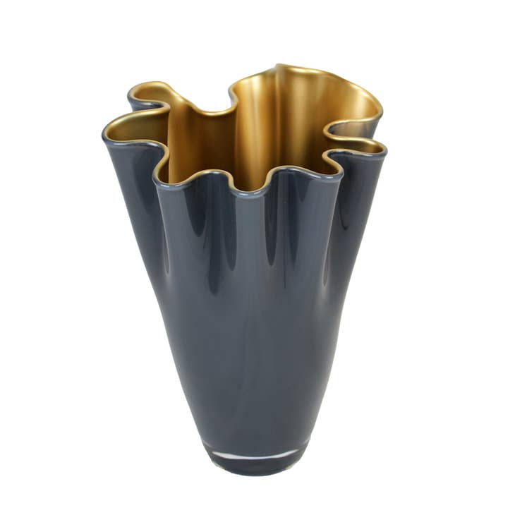 Wavy Two-Tone Glass Vase