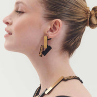 Ray Earrings small Black/Gold