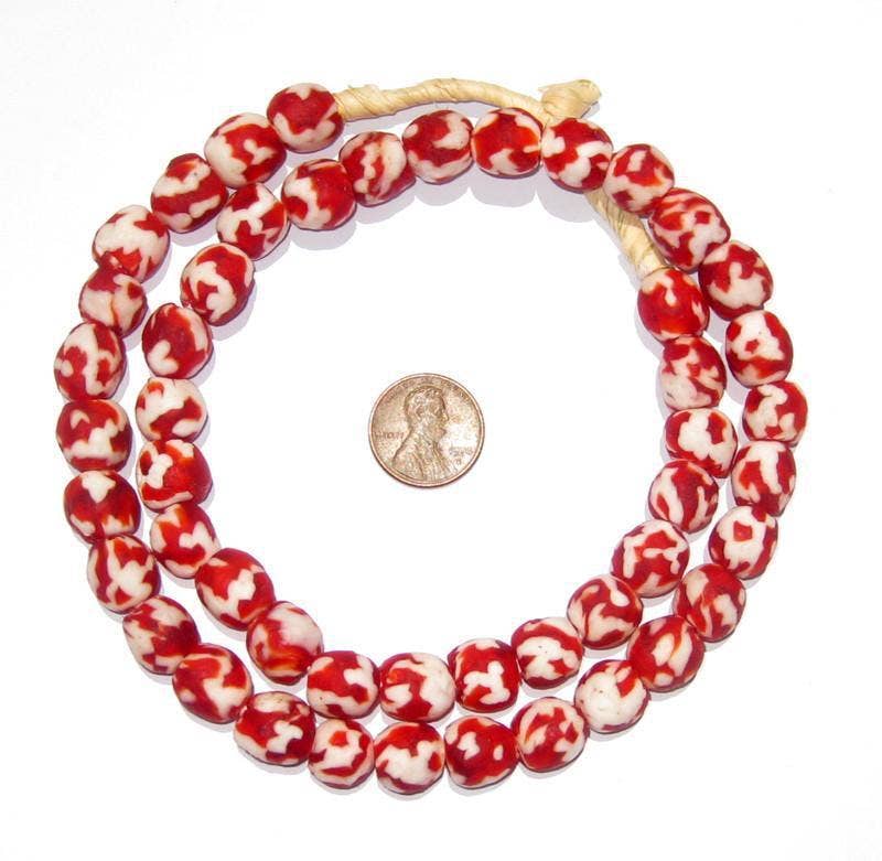 Crimson Red Fused Recycled Glass Bead Necklace