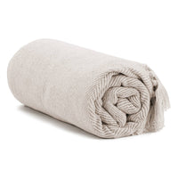 Cream Herringbone Throw Blanket