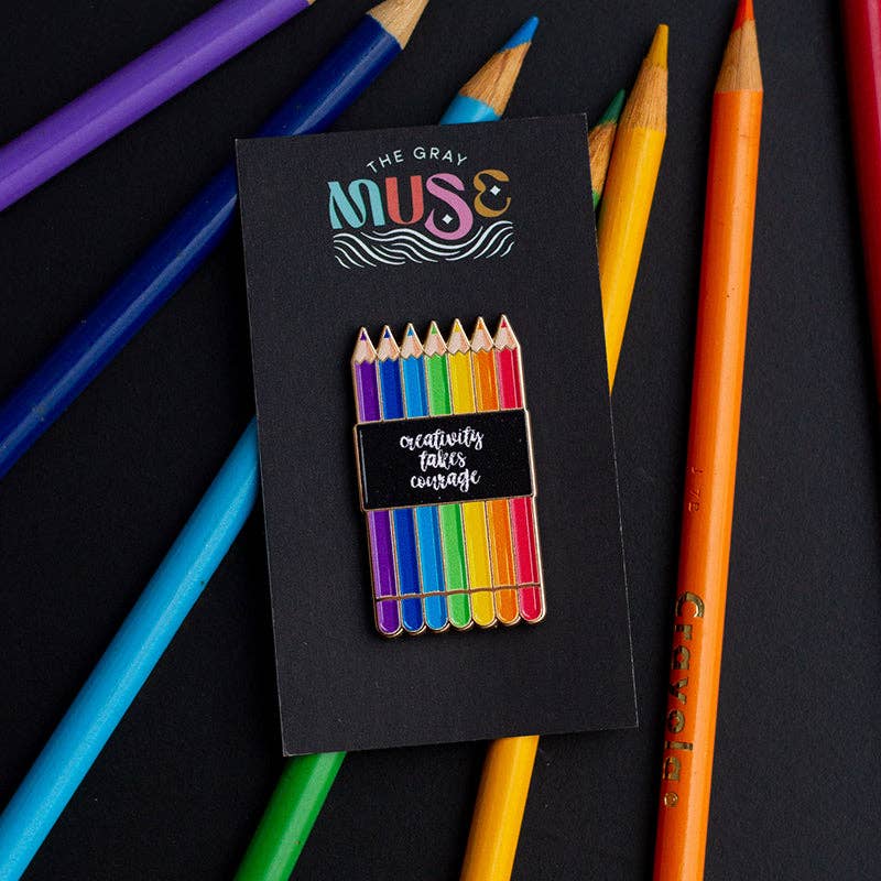 Rainbow Colored Pencils Set Enamel Pin