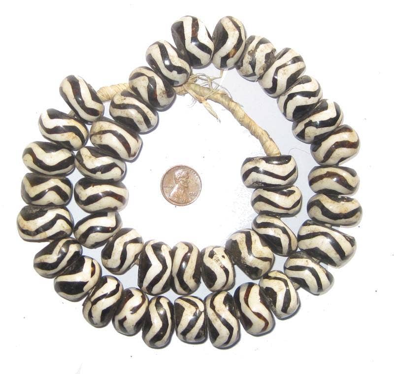 Large Wave Design Batik Bone Beads