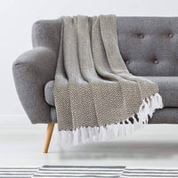 Seafoam and White Herringbone Throw Blanket