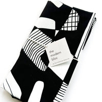 Opposite Shapes Screen-Printed Black Cotton Tea Towel