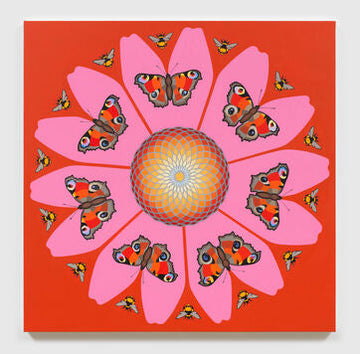 Flowers are a Beautiful Mathematics; Fibonacci Echinacea with Peacock Butterflies - Unframed Print 2/20