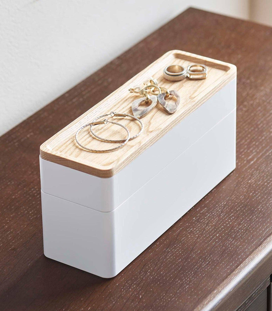 2-Tier White Stacking Watch and Accessory Case