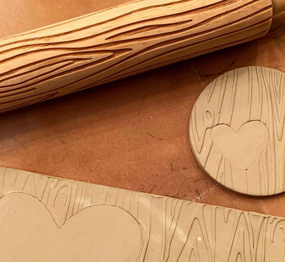 Large Wood Grain Embossed Rolling Pin