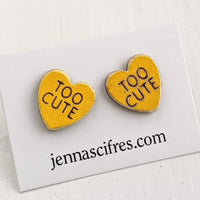 Wood Conversation Heart Earrings