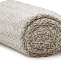 100% Cotton Cream Bird's Eye Throw Blanket