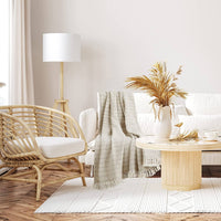 100% Cotton Cream Bird's Eye Throw Blanket