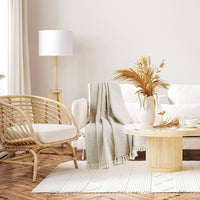 100% Cotton Cream Bird's Eye Throw Blanket