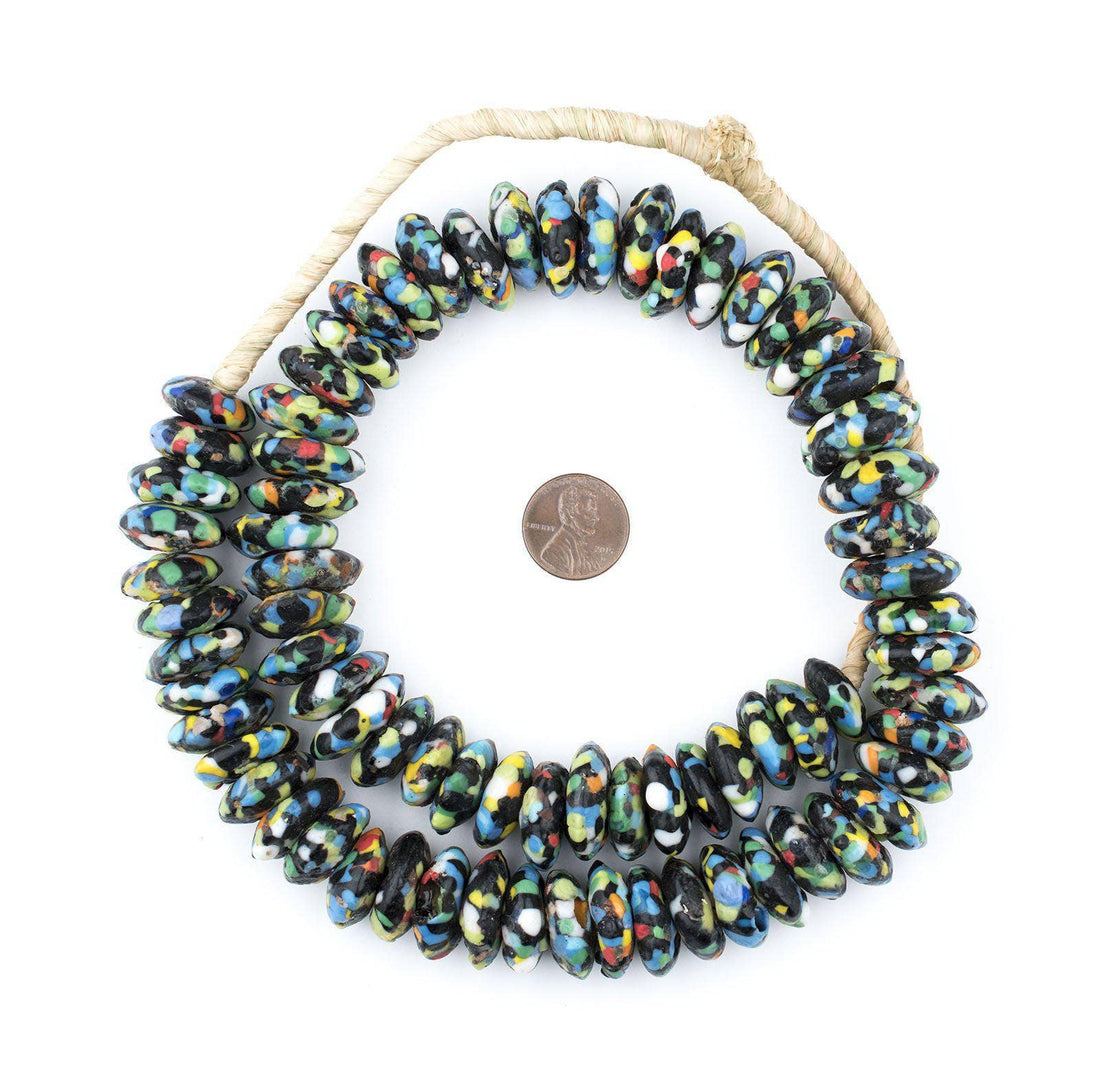 Jumbo Fused Rondelle Recycled Glass Bead Necklace