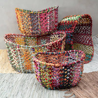 Colorful Tall Jute Baskets