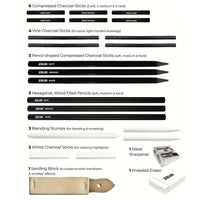 Zieler® 24 Piece Artists Charcoal Drawing Set