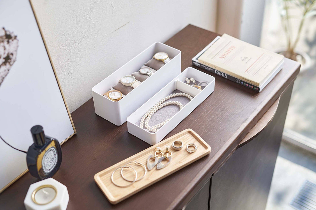 2-Tier White Stacking Watch and Accessory Case