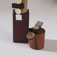 Bauhaus Earrings Large - Silver/Black/Gold