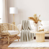 100% Cotton Cream Bird's Eye Throw Blanket