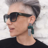 Piet Earrings - Silver + Green