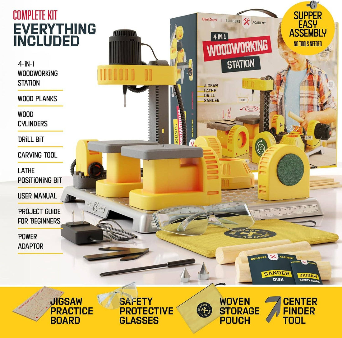 4 in 1 Woodworking Station for Kids