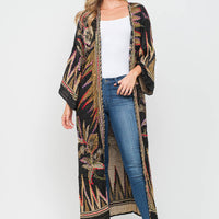 Meghan Black Thick Stitch Embroidered Duster