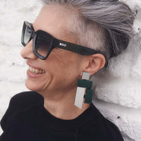 Piet Earrings - Silver + Green