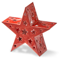 Enamel Red Star Led Tealight Holder
