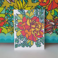 Botanical Orange Rose Blank Note Card