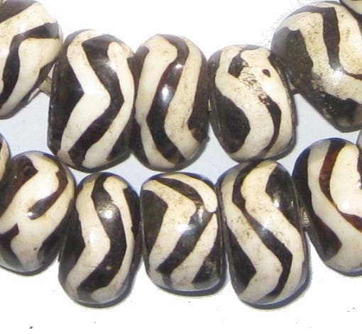 Large Wave Design Batik Bone Beads