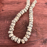 Decorative Cameroonian Bone Beads | Ivory Slash