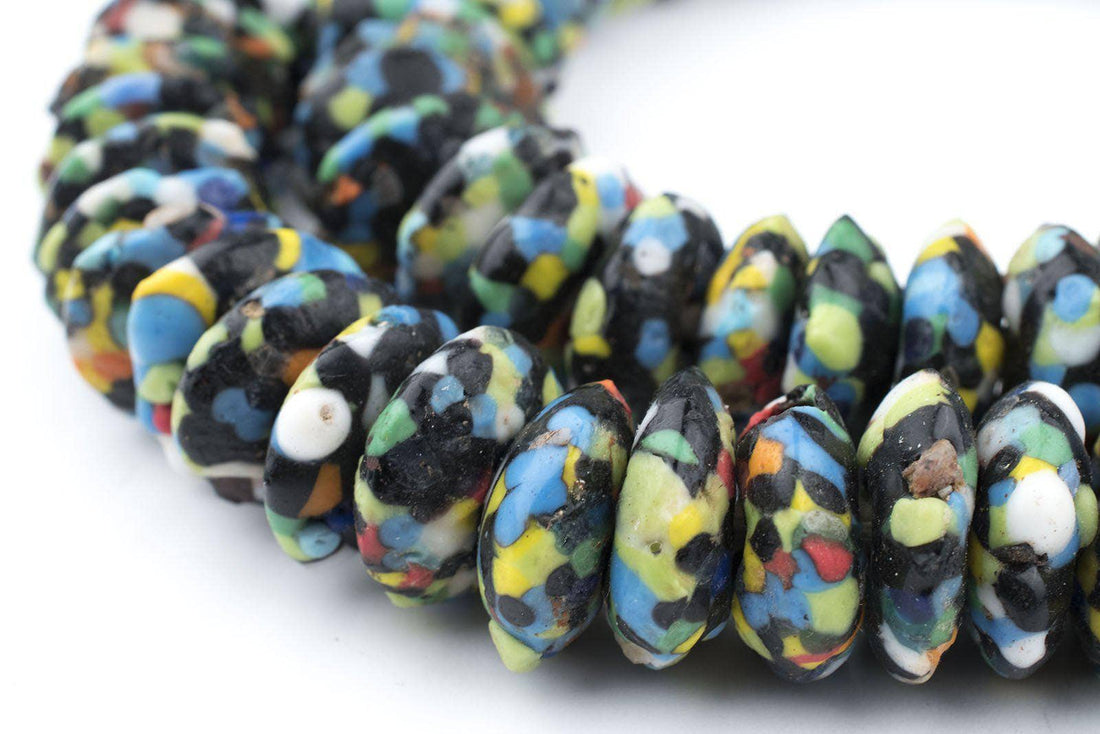 Jumbo Fused Rondelle Recycled Glass Bead Necklace