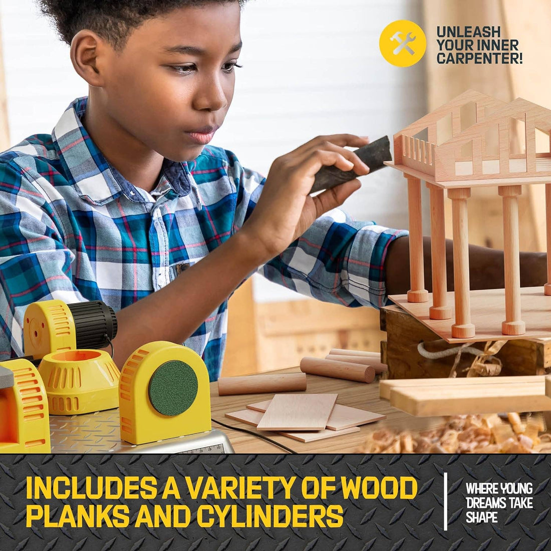 4 in 1 Woodworking Station for Kids