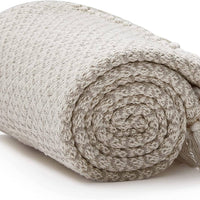 100% Cotton Cream Bird's Eye Throw Blanket