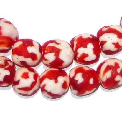 Crimson Red Fused Recycled Glass Bead Necklace